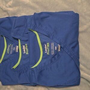 Bundle Of 3 Landau ProFlex Royal Blue Scrub Top Size XSM (0816)